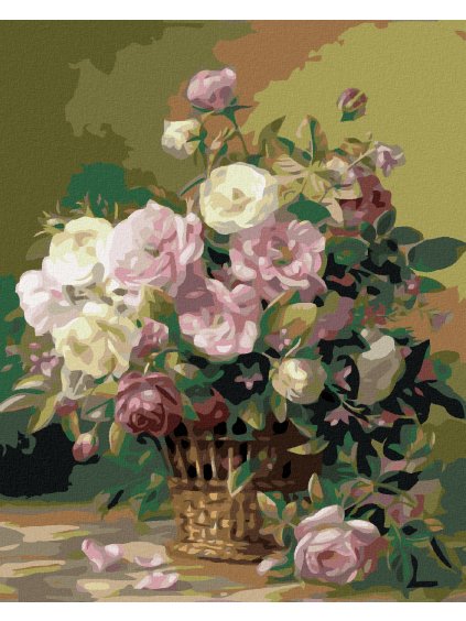 Diamantové maľovanie - PIVONKY V KOŠÍKU (Rámovanie bez rámu a bez vypnutia plátna, Rozmer 40x50 cm)