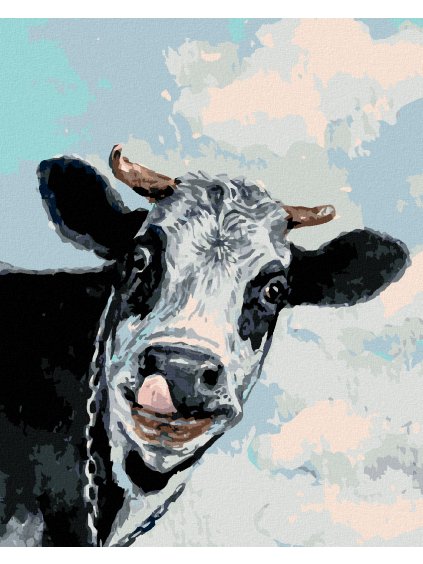 Diamantové maľovanie - ŠŤASTNÁ KRAVA (Rámovanie bez rámu a bez vypnutia plátna, Rozmer 40x50 cm)
