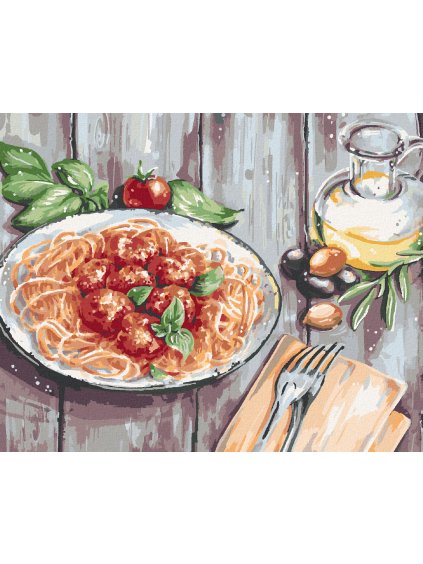Diamantové maľovanie - ŠPAGETY (Rámovanie bez rámu a bez vypnutia plátna, Rozmer 40x50 cm)