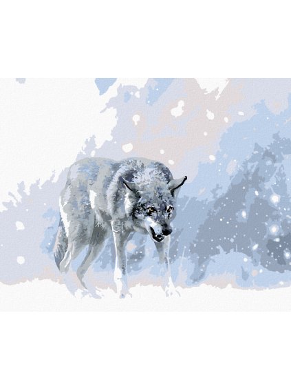 Diamantové maľovanie - SIVÝ VLK V ZIMNEJ KRAJINE (Rámovanie bez rámu a bez vypnutia plátna, Rozmer 40x50 cm)