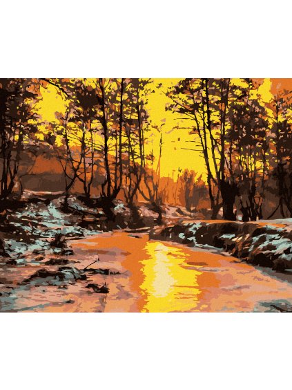 Diamantové maľovanie - STUDENÝ ZÁPAD SLNKA (Rámovanie bez rámu a bez vypnutia plátna, Rozmer 40x50 cm)