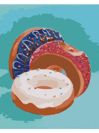 Diamantové maľovanie - PLNENÉ DONUTY (MYROSLAVA VOLOSCHUK) (Rámovanie bez rámu a bez vypnutia plátna, Rozmer 40x50 cm)