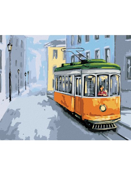 Diamantové maľovanie - STARÁ ŽLTÁ ELEKTRIČKA (Rámovanie bez rámu a bez vypnutia plátna, Rozmer 40x50 cm)