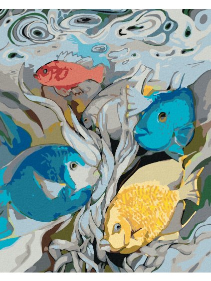 Diamantové maľovanie - PODMORSKÉ VESELIE (Rámovanie bez rámu a bez vypnutia plátna, Rozmer 40x50 cm)
