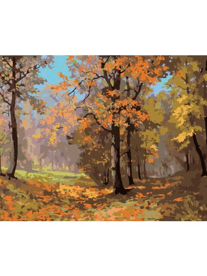 Diamantové maľovanie - JESENNÁ PRECHÁDZKA LESOM (Rámovanie bez rámu a bez vypnutia plátna, Rozmer 40x50 cm)