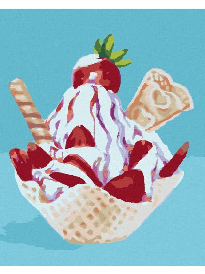 Diamantové maľovanie - POHÁR S JAHODAMI (MYROSLAVA VOLOSCHUK) (Rámovanie bez rámu a bez vypnutia plátna, Rozmer 40x50 cm)