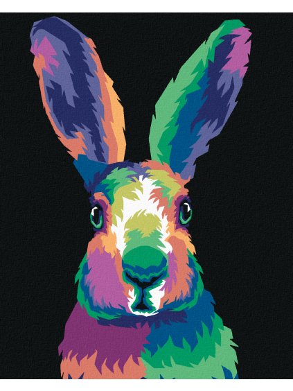 Diamantové maľovanie - POP-ART KRÁLIK NA ČIERNOM POZADÍ (Rámovanie bez rámu a bez vypnutia plátna, Rozmer 40x50 cm)