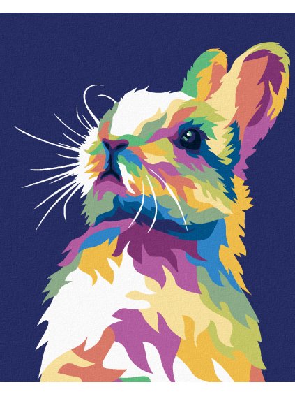 Diamantové maľovanie - POP-ART KRÁLIK NA MODROM POZADÍ (Rámovanie bez rámu a bez vypnutia plátna, Rozmer 40x50 cm)