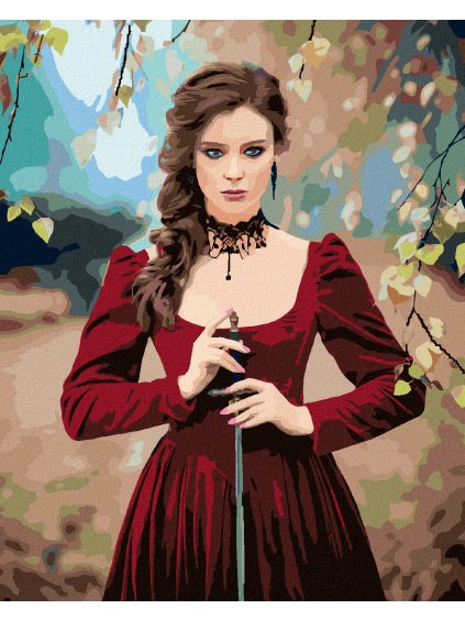 Diamantové maľovanie - PORTRÉT GOTICKÉ DIEVČA V LESE (Rámovanie bez rámu a bez vypnutia plátna, Rozmer 40x50 cm)