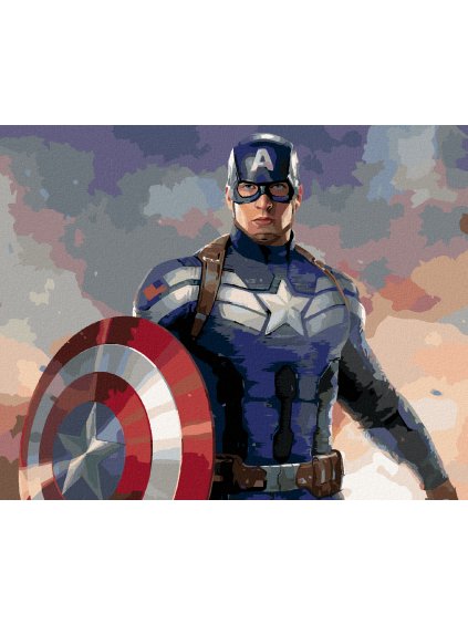 Diamantové maľovanie - PORTRÉT KAPITÁN AMERIKA SO ŠTÍTOM (Rámovanie bez rámu a bez vypnutia plátna, Rozmer 40x50 cm)