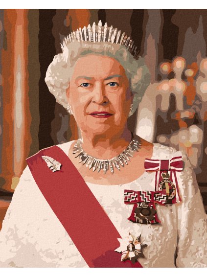 Diamantové maľovanie - PORTRÉT KRÁĽOVNÁ ALŽBETA II. (Rámovanie bez rámu a bez vypnutia plátna, Rozmer 40x50 cm)
