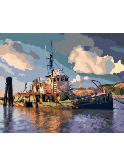 Diamantové maľovanie - POTOPENÁ LOĎ (DENNIS FRATES) (Rámovanie bez rámu a bez vypnutia plátna, Rozmer 40x50 cm)