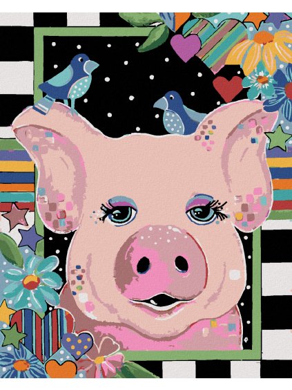 Diamantové maľovanie - PRASIATKO (JONNA JAMES) (Rámovanie bez rámu a bez vypnutia plátna, Rozmer 40x50 cm)