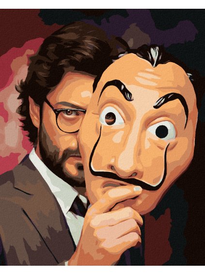 Diamantové maľovanie - PROFESOR S MASKOU (La casa de papel) (Rámovanie bez rámu a bez vypnutia plátna, Rozmer 40x50 cm)