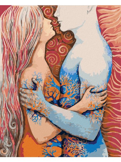 Diamantové maľovanie - PREPLETENÝ MUŽ SO ŽENOU (Rámovanie bez rámu a bez vypnutia plátna, Rozmer 40x50 cm)