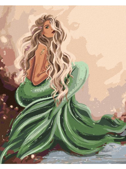 Diamantové maľovanie - PREKRÁSNA MORSKÁ PANNA (Rámovanie bez rámu a bez vypnutia plátna, Rozmer 40x50 cm)