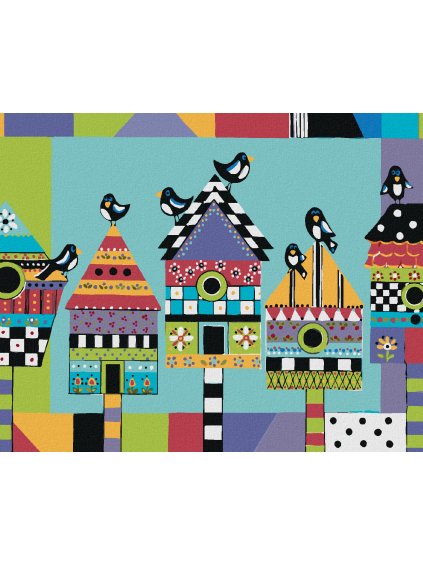 Diamantové maľovanie - VTÁČIA BÚDKA (JONNA JAMES) (Rámovanie bez rámu a bez vypnutia plátna, Rozmer 40x50 cm)