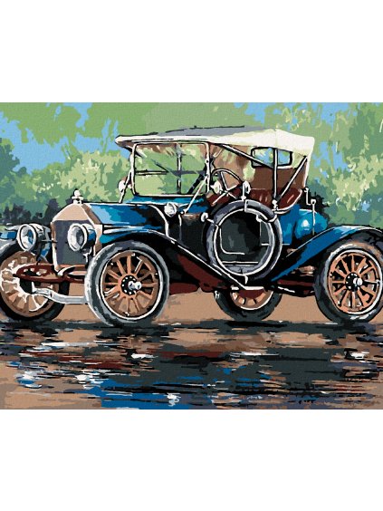 Diamantové maľovanie - RETRO AUTO SO STRIEŠKOU (Rámovanie bez rámu a bez vypnutia plátna, Rozmer 40x50 cm)