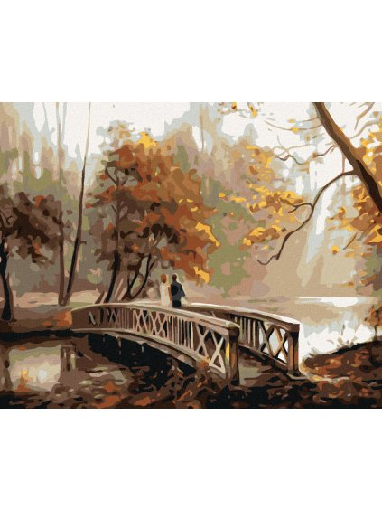 Diamantové maľovanie - ROMANTIKA NA JESEŇ (Rámovanie bez rámu a bez vypnutia plátna, Rozmer 40x50 cm)
