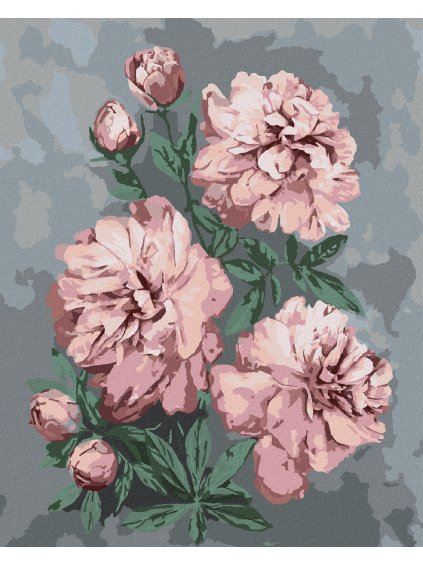 Diamantové maľovanie - RUŽOVÉ PIVÓNIE NA ABSTRAKTNOM POZADÍ (Rámovanie bez rámu a bez vypnutia plátna, Rozmer 40x50 cm)