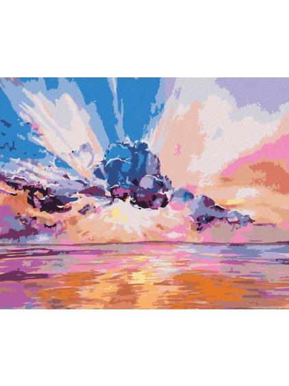 Diamantové maľovanie - RUŽOVÝ VÝCHOD SLNKA (Rámovanie bez rámu a bez vypnutia plátna, Rozmer 40x50 cm)