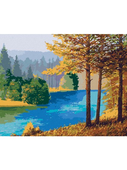 Diamantové maľovanie - RIEKA TEČÚCA V LESE (Rámovanie bez rámu a bez vypnutia plátna, Rozmer 40x50 cm)