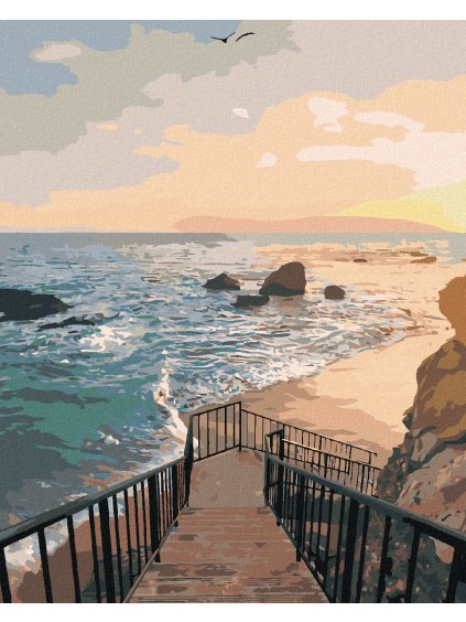 Diamantové maľovanie - SCHODY NA PLÁŽ (Rámovanie bez rámu a bez vypnutia plátna, Rozmer 40x50 cm)