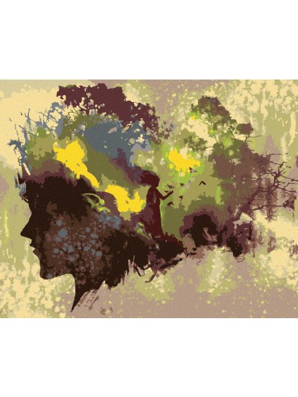 Diamantové maľovanie - SILUETA ŽENY V LESE (Rámovanie bez rámu a bez vypnutia plátna, Rozmer 40x50 cm)