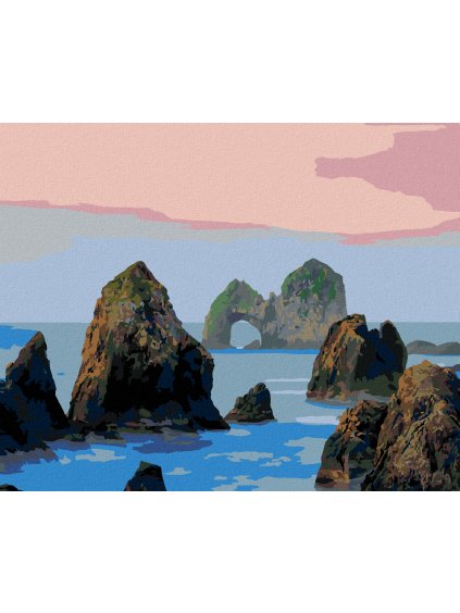 Diamantové maľovanie - SKALY V MORI (DENNIS FRATES) (Rámovanie bez rámu a bez vypnutia plátna, Rozmer 40x50 cm)