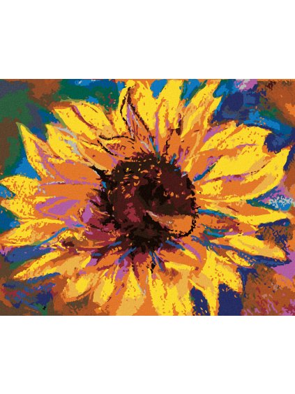 Diamantové maľovanie - SLNEČNICE NA FAREBNOM POZADÍ (Rámovanie bez rámu a bez vypnutia plátna, Rozmer 40x50 cm)