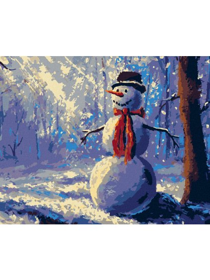 Diamantové maľovanie - SNEHULIAK V LESE (Rámovanie bez rámu a bez vypnutia plátna, Rozmer 40x50 cm)