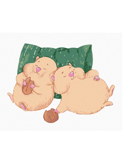 Diamantové maľovanie - SPIACE ŠKREČKY (Rámovanie bez rámu a bez vypnutia plátna, Rozmer 40x50 cm)