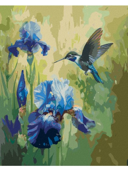 Diamantové maľovanie - RYBÁRIK A KOSATEC (Rámovanie bez rámu a bez vypnutia plátna, Rozmer 40x50 cm)