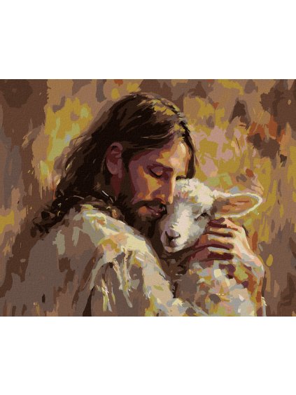Diamantové maľovanie - JEŽIŠ A JAHŇA (Rámovanie bez rámu a bez vypnutia plátna, Rozmer 40x50 cm)