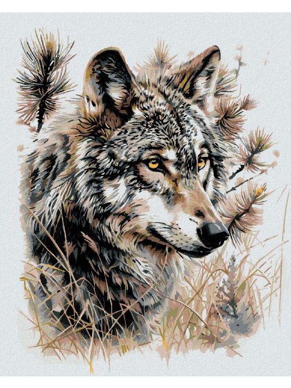 Diamantové maľovanie - VLK V LESE (Rámovanie bez rámu a bez vypnutia plátna, Rozmer 40x50 cm)
