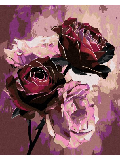 Diamantové maľovanie - TRI RUŽE (Rámovanie bez rámu a bez vypnutia plátna, Rozmer 40x50 cm)