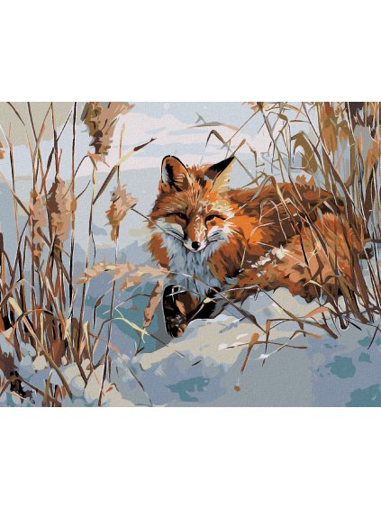 Diamantové maľovanie - LÍŠKA V SNEHU (Rámovanie bez rámu a bez vypnutia plátna, Rozmer 40x50 cm)