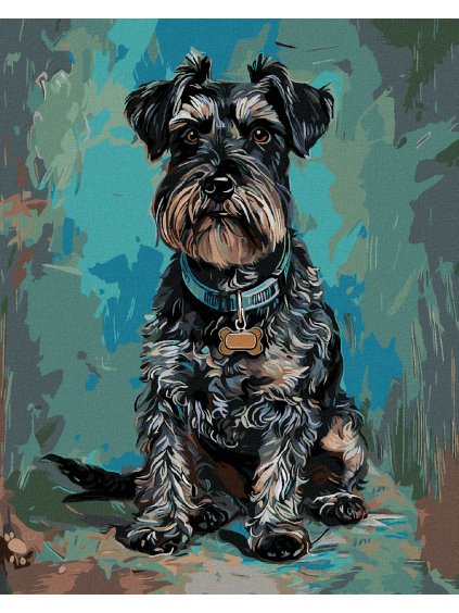 Diamantové maľovanie - FÚZAČ S MODRÝM OBOJKOM (Rámovanie bez rámu a bez vypnutia plátna, Rozmer 40x50 cm)