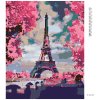 Diamantové maľovanie - EIFFELOVA VEŽA A RUŽOVÉ STROMY (Rámovanie bez rámu a bez vypnutia plátna, Rozmer 40x50 cm)