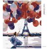 Diamantové maľovanie - ŽENA S MNOHÝMI BALÓNMI PRI EIFFELOVKE (Rámovanie bez rámu a bez vypnutia plátna, Rozmer 40x50 cm)