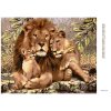 Diamantové maľovanie - LEV S LEVICOU A LEVÍČATKOM (Rámovanie bez rámu a bez vypnutia plátna, Rozmer 40x50 cm)