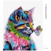 Diamantové maľovanie - MAČIČKA S MOTÝLIKOM (Rámovanie bez rámu a bez vypnutia plátna, Rozmer 40x50 cm)