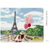 Diamantové maľovanie - ŽENA S BALÓNMI PRED EIFFELOVKOU (Rámovanie bez rámu a bez vypnutia plátna, Rozmer 40x50 cm)