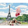 Diamantové maľovanie - ŽENA S BALÓNMI PRED EIFFELOVKOU (Rámovanie bez rámu a bez vypnutia plátna, Rozmer 40x50 cm)