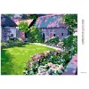 Diamantové maľovanie - KVETY V ZÁHRADE PRI DOME (Rámovanie bez rámu a bez vypnutia plátna, Rozmer 40x50 cm)