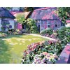 Diamantové maľovanie - KVETY V ZÁHRADE PRI DOME (Rámovanie bez rámu a bez vypnutia plátna, Rozmer 40x50 cm)