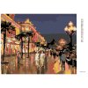 Diamantové maľovanie - VEČERNÁ PRECHÁDZKA MESTOM POD PALMAMI (Rámovanie bez rámu a bez vypnutia plátna, Rozmer 40x50 cm)