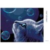 Diamantové maľovanie - MAČKA A BUBLINY V NOCI (Rámovanie bez rámu a bez vypnutia plátna, Rozmer 40x50 cm)