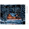 Diamantové maľovanie - ZASNEŽENÝ ZRUB V LESE (Rámovanie bez rámu a bez vypnutia plátna, Rozmer 40x50 cm)