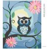 Diamantové maľovanie - MODRÁ SOVIČKA A KVETY (Rámovanie bez rámu a bez vypnutia plátna, Rozmer 40x50 cm)
